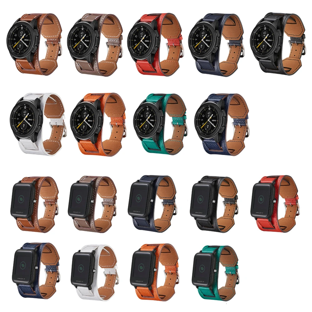 22 мм 20 кожаный ремешок для Garmin Vivoactive 3 samsung gear S2 Active 2 Galaxy 46 мм 42 Amazfit 2 3 GTR 42 мм умный браслет на запястье