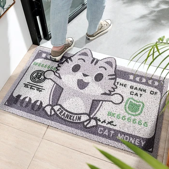 

45*75 cm Decorative Door Mat Cat Money Bank Rug Non-slip Bath Mats Bathroom Accessories Kitchen Toilet Anti Slip Carpet