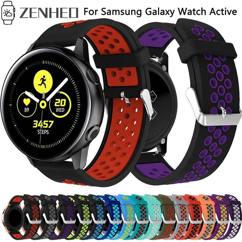 

Silicone Strap Band 20mm Replacemet for Samsung Galaxy Watch 42mm wristband smart watchband 2 Colors Round hole Belt Bracelet