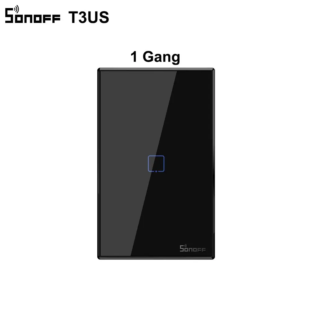 Sonoff T3 T2 США умный Wifi настенный сенсорный светильник переключатель 1 2 3 Банды сенсорный/WiFi/RF/APP пульт дистанционного управления Умный дом работа с Alexa - Цвет: 1 Gang Black