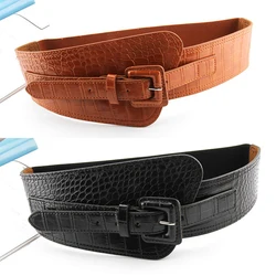 Solid Color Belts for Women Korean Style PU Leather Gold Square Pin Buckle Cummerbunds All-match Nice HOT Body Corset Cummerbund