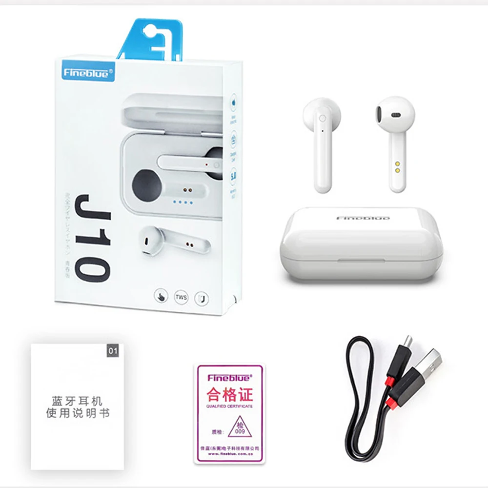 Fineblue J10 TWS Bluetooth наушники V5.0 3d стерео True беспроводные наушники сенсорный Контрольный динамик управление громкостью музыки