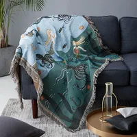 Textile City Nordic Style Throw Blanket Mermaid Pattern Blanket For Bed Living Room Tapestry Carpet Sofa Blanket Cover Bedspread 5