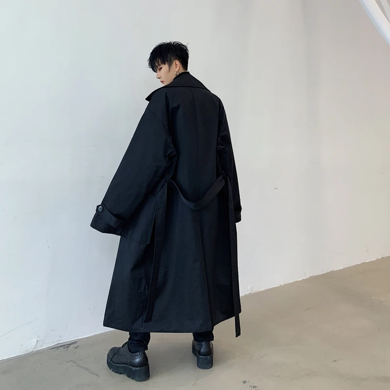 Male Women Spring Autumn Vintage Streetwear Hip Hop Trench Jacket Overcoat Men Loose Casual Long Windbreaker Coat Outerwear