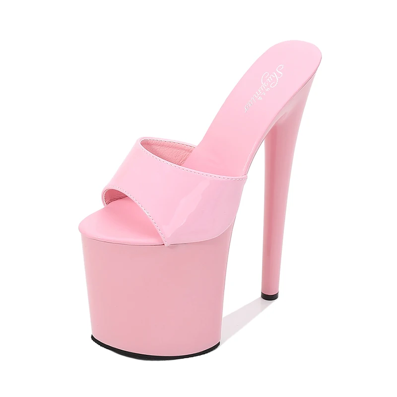 Voesnees Slippers Summer High Heels 15 17 20 CM Solid Color slides