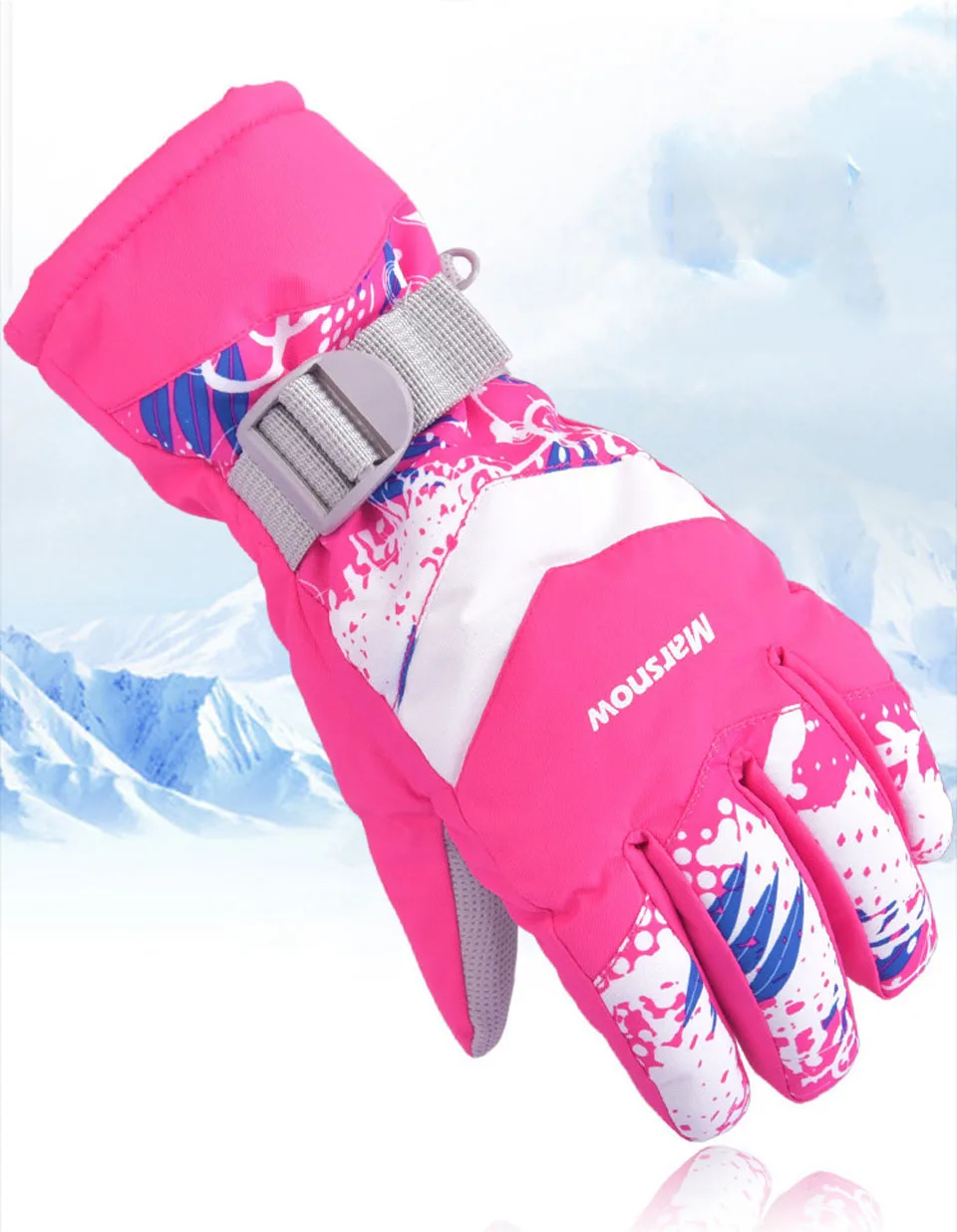 Лыжные перчатки, зимние водонепроницаемые теплые толстые перчатки с сенсорным экраном для мужчин и женщин, перчатки для велоспорта на открытом воздухе, ветрозащитные перчатки для альпинизма - Цвет: Rose women