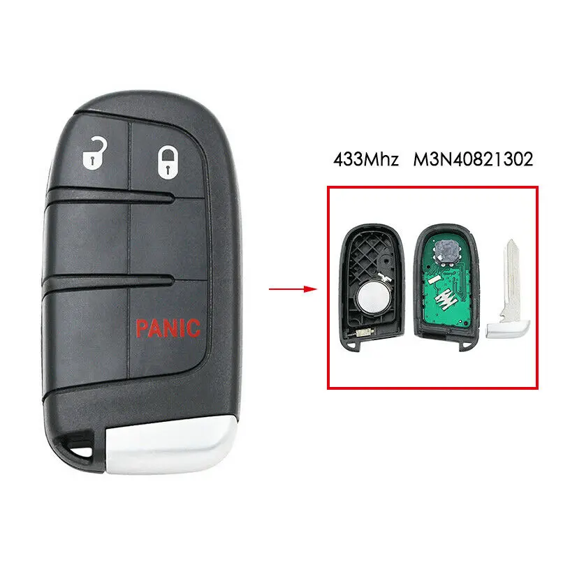 Для Jeep Grand Cherokee- 433MHz ID46 чип M3N40821302 умный дистанционный ключ - Количество кнопок: 3 buttons