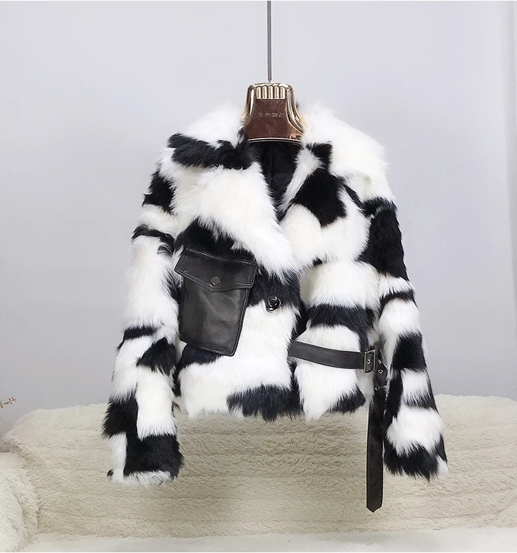 Новое поступление, модная женская шуба Авиатор из овчины Тоскана, черная и белая меховая куртка из телячьей кожи, Меховая куртка из Тосканы, большой размер F1210