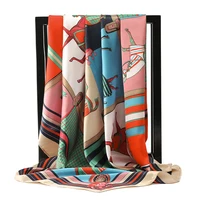 90*90cm luksusowa marka plac szalik moda plaża głowa kobiety Silk Wrap wiosna lato szal panie Foulard Bandanna tłumik hidżab 3