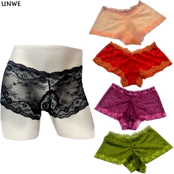 

UNWE Brand Sexy Boxer Lace Men Transparent Underwear Hot 2020 Sexy Clothes Shorts Lace Underpanties Breathable