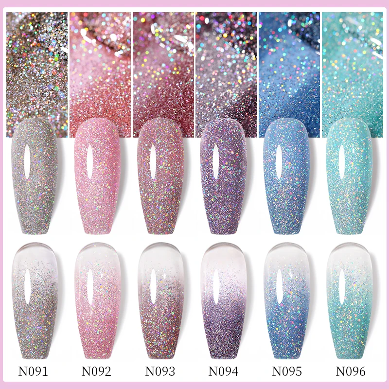 UR SUGAR Glitter Sequins Gel Nail Polish Soak Off UV Nail Gel Varnish Colorful All For Nail Manicure DIY Nail Art Design 4