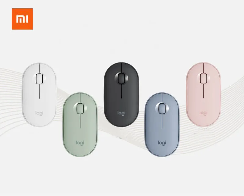 

5color Xiaomi Logitech Mouse pebble wireless bluetooth dual mode mouse Slim mute button double connection optical tracking Mouse