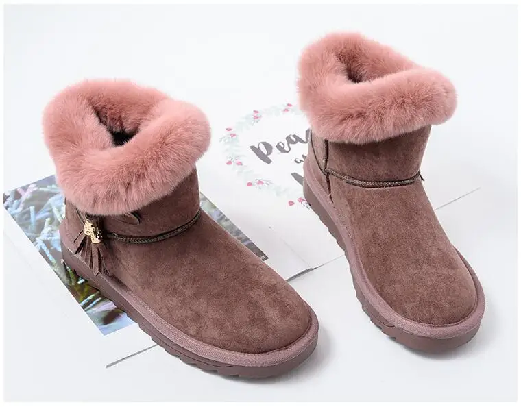 Зимние женские ботинки; коллекция года; Зимние ботильоны из натуральной кожи; женская обувь на плоской подошве; теплые плюшевые женские зимние ботинки на меху; g753