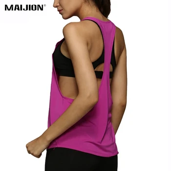 

MAIJION Sleeveless Racerback Running Vest Sexy Backless Fitness Sport Tank Tops Loose Yoga Running T Shirt Lady Athletic Shirts