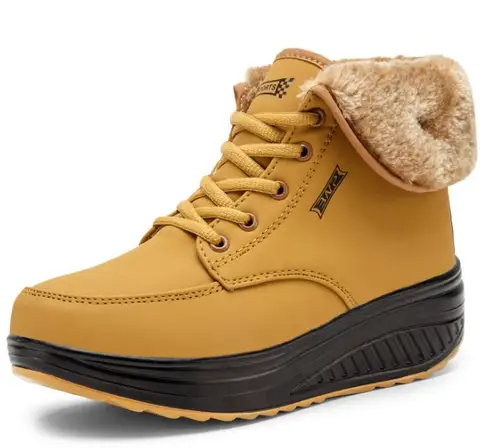 winter ankle boots 2022 lace-up fur plush plaform boots women solid wedges women shoes female fashion snow boots new botas