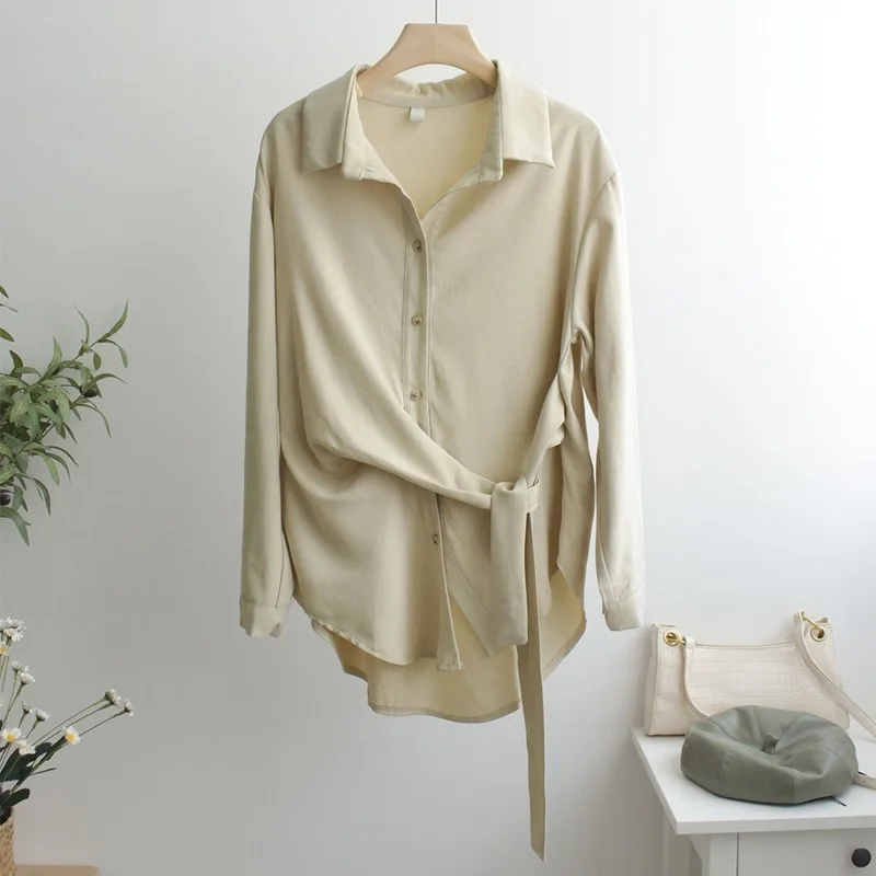 

2020 Spring and Autumn New Women's European and American Style Fashion Women's Mid-Length Shirt Casual Shirt Cardigan Shirt