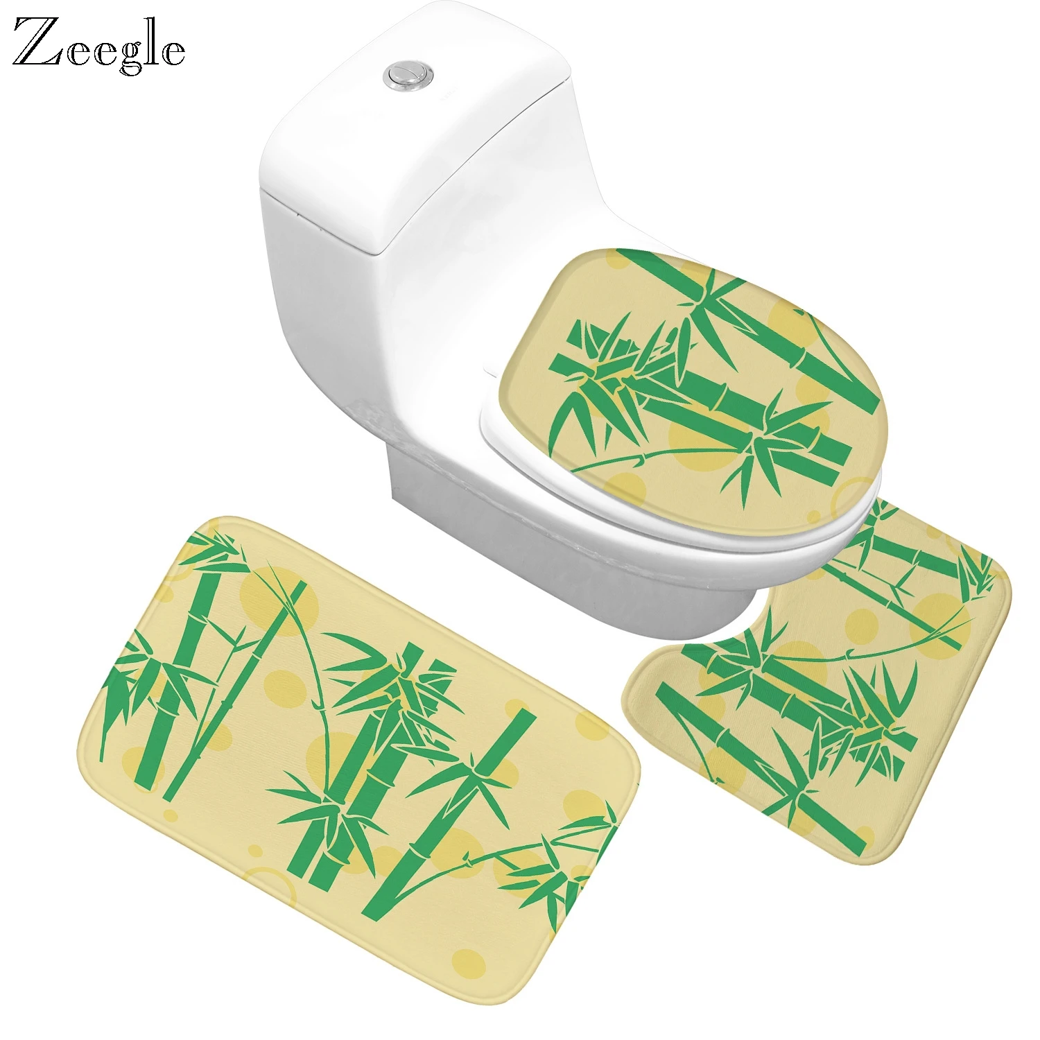 Zeegle Microfiber Bathroom Mat Set 3pcs Soft Printed Floor Rugs Modern Memory Foam Bath Mats Non Slip Carpet Bath Decor