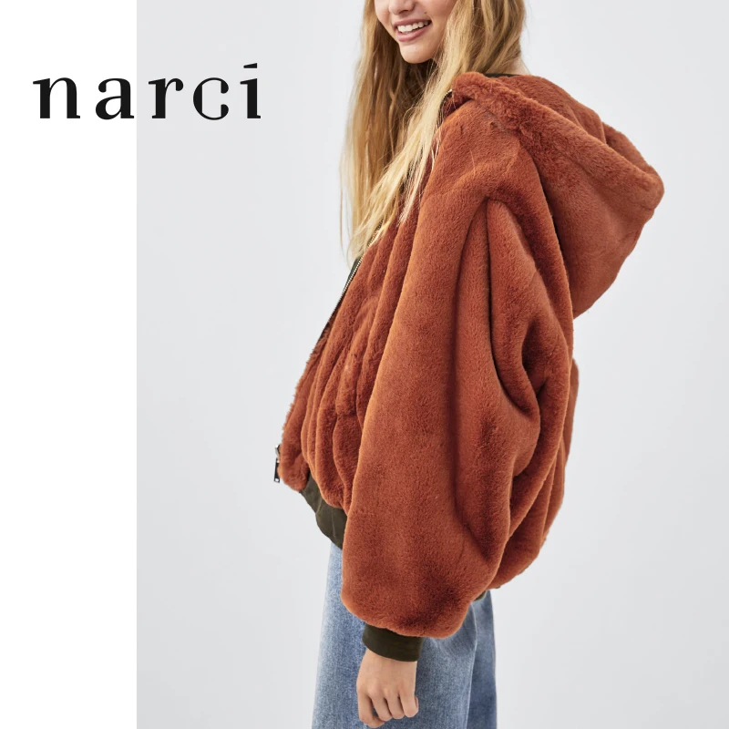 Narci, женские двухсторонние флисовые куртки, пальто с капюшоном, теплая ветровка, куртка-бомбер, Женская куртка на молнии для осени и зимы