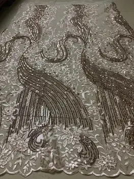 

Luxury African 3D sequined lace fabric 2019 high-quality lace French sequence lace Nigerian lace fabric dubai wedding