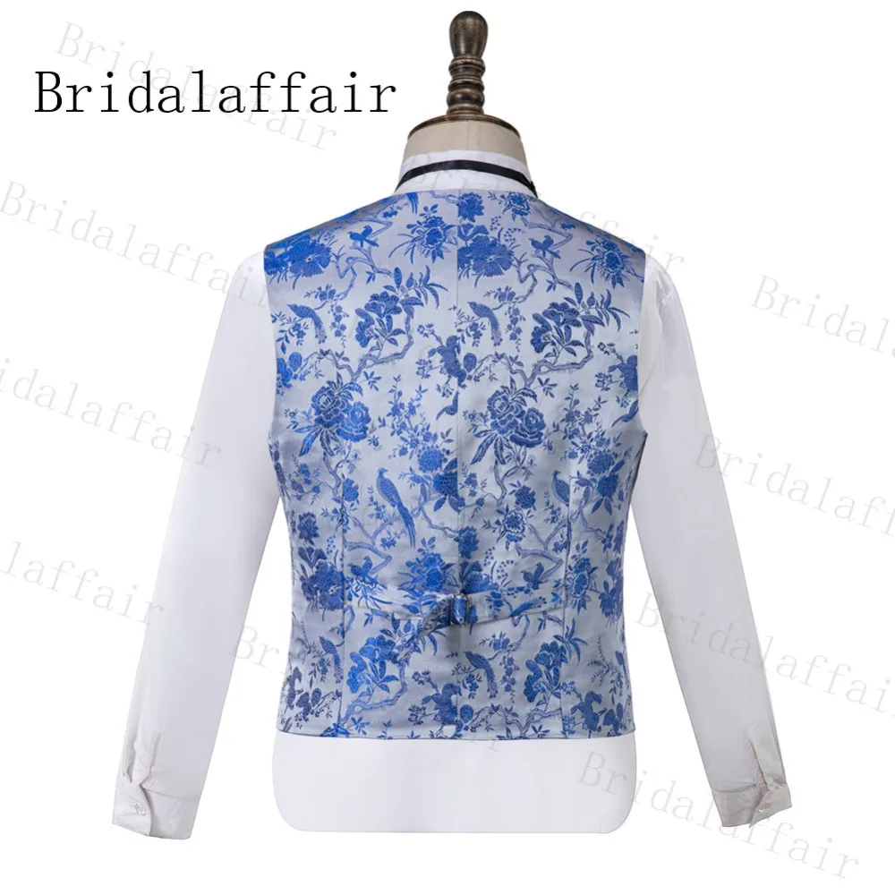 Костюм Bridalaffair Homme новейший дизайн пальто брюки Terno Masculino Slim Fit костюм из 3 предметов синий цветок Мужские костюмы 3 шт