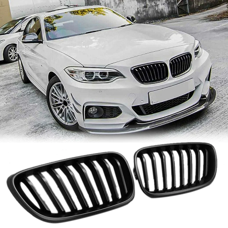 

AL21 -Car Matte Black M Double Front Kidney Grill Grille Fit For-BMW F22/F23/F87 2-SERIES