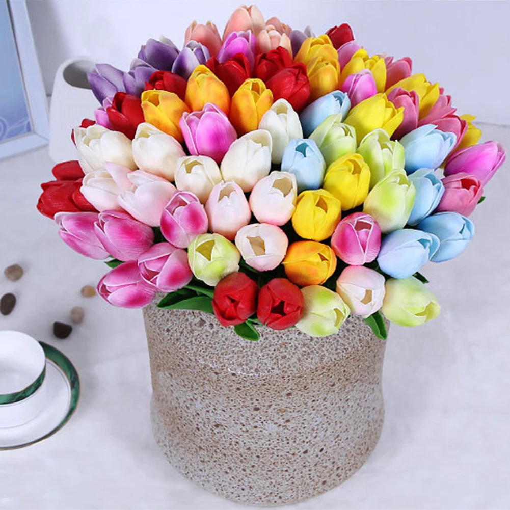 10 Sets Artificial Flowers Mini Tulip Fake Flowers Living Room Lounge