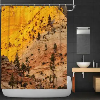 

Zion National Park Shower Curtain,176800 with Hooks,84''W x 72''H