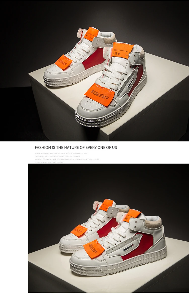 Sneakers Men High Quality Lace-up Vulcanized Shoes High Top Men's Casual Shoes Fashion New Men Non-slip Walking Shoes
