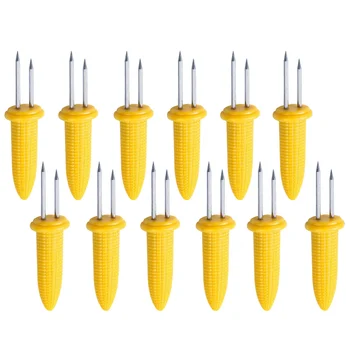 

8/12/20pcs Small Stainless Steel Corn Forks Plastic Handle Grilling Fork Portable Fruit Holder Barbecue Supplies