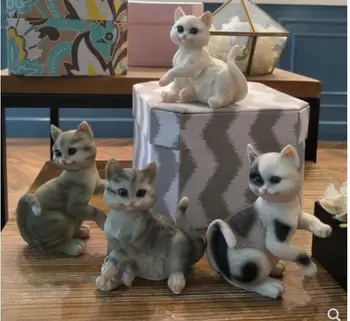 

cat dog puts simulation Set of small cats with a cute simulation of animal resin handicraft furnis mascot Home decoration crafts
