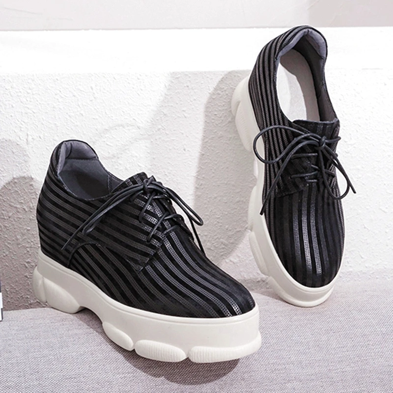 

Women's genuine leather wedge platform oxfords leisure soft comfortable espadrilles high quality casual shoes for women hot sale