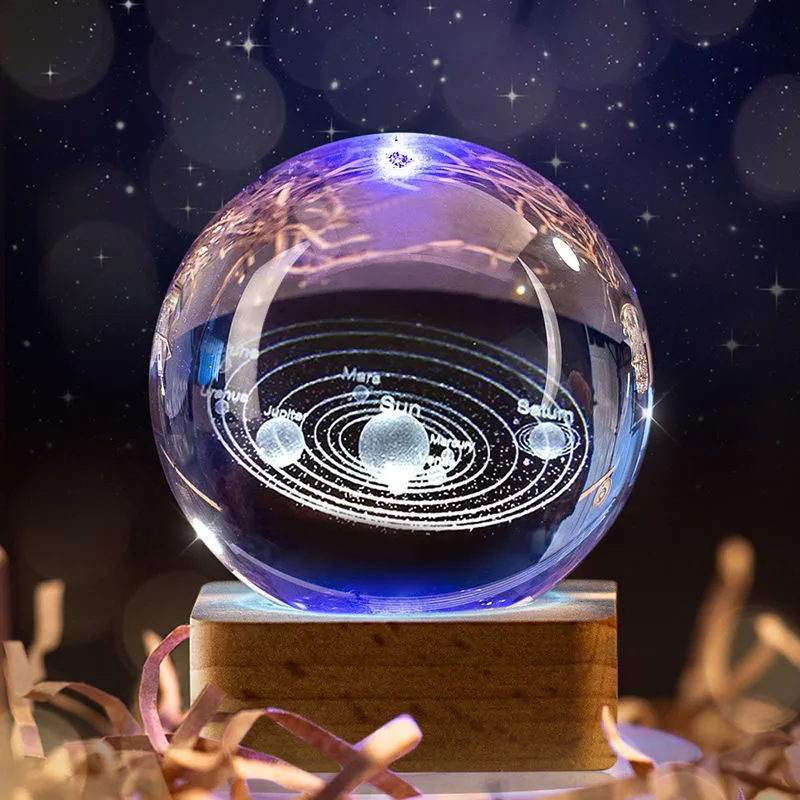 Bola de cristal transparente com sistema solar em 3D, bola educativa de  vidro com modelo do espaço gravado, para decorar a sala de estar ou  escritório