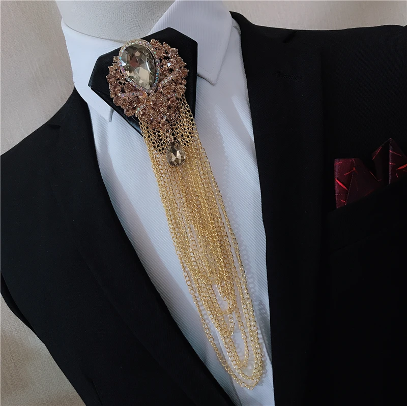 Handmade Bow Tie Мужской галстук-платок из сплава со стразами и кристаллами, свадебный костюм, Клубные вечерние галстуки-рубашки, роскошный галстук-бабочка из искусственной кожи с лентами - Цвет: Handmade Bow Tie