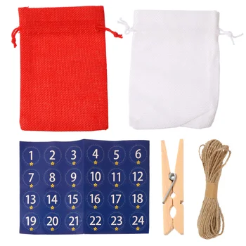 

1 Set Christmas Gift Pouches Candy Snacks Drawstring Linen Bags Gift Handbags