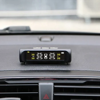 

Car TPMS Tire Pressure Digital Solar Energy Monitoring System LCD Display with 4 External Sensors