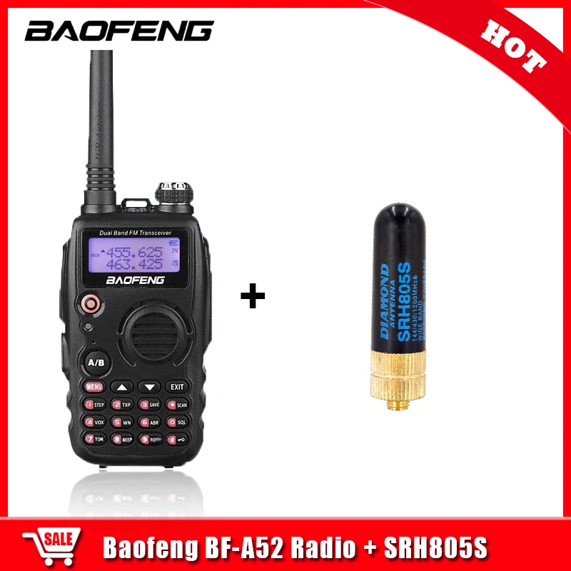 BaoFeng A52 Walkie Talkie 5W 1800mAh Dual Band CB Ham Portable Radio Pofung BF-A52 Original Two Way Radio BFA52 A-52 Transceiver 