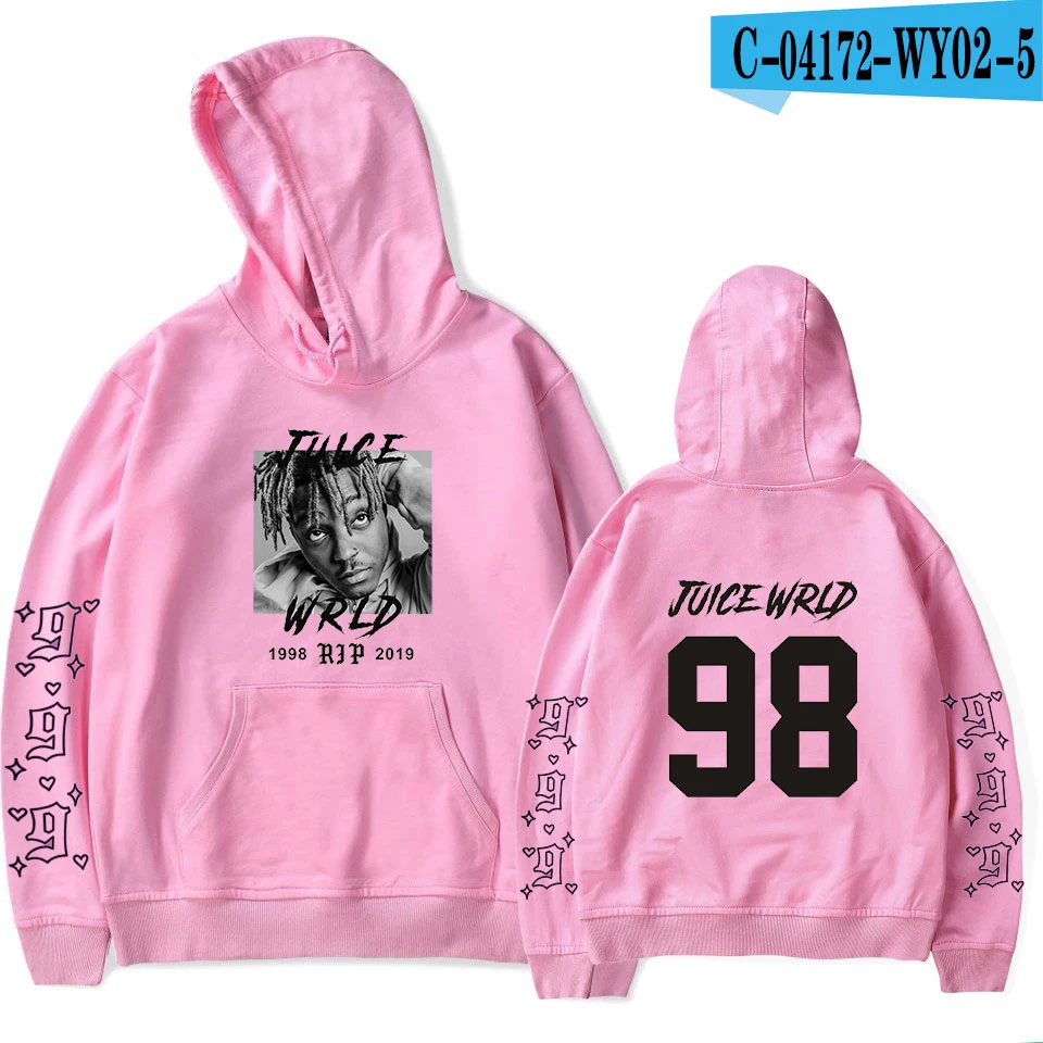 pink Новые модные толстовки с капюшоном Juice WRLD для мужчин и женщин, осенние толстовки с капюшоном в стиле хип-хоп, Повседневная Толстовка Juice WRLD для мальчиков и девочек, серые пуловеры - Цвет: pink