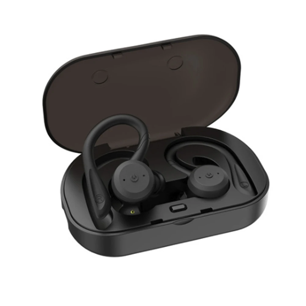 TWS наушники с Bluetooth, настоящие беспроводные наушники IPX7, водонепроницаемые наушники с заушником, HD бас-звук, гарнитура CVC, наушники для занятий в тренажерном зале