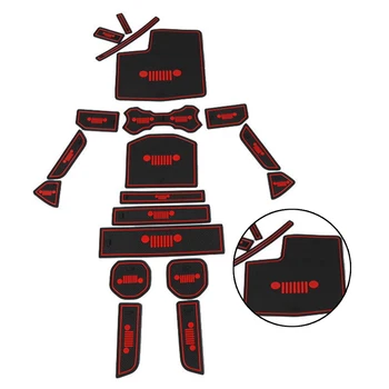 

19x Interior Door Non-Slip Mat Cup Slot Pads Rubber Gate Slot Mat Cup Pads Fits for Jeep Wrangler JL 2018 Interior Accessories