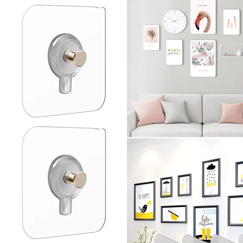 12 Pcs Wall Sticky for Hanging Suction Cup Hooks Heavy Duty Picture Frames Traceless Hangers Nail-free Screw Stickers PVC, Size: 6x6cm, Other