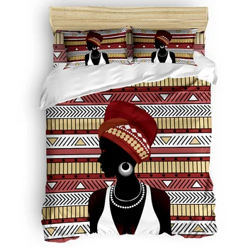 

Geometic African Women Ethnic Printing Custom Bedding Set 3D Digital Printing Christmas Bedding Set US KING QUEEN