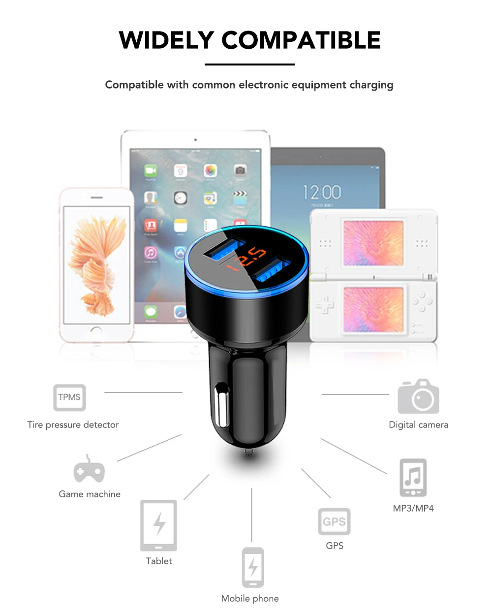 3.1A устройство для автомобиля с двумя портами USB Зарядное устройство с светодиодный Дисплей для Audi A1 A3 A4 B6 B8 B9 A3 A5 A6 A7 A8 Q2 Q7 Q3 Q5 R8 TT S5 S6 S7 S8