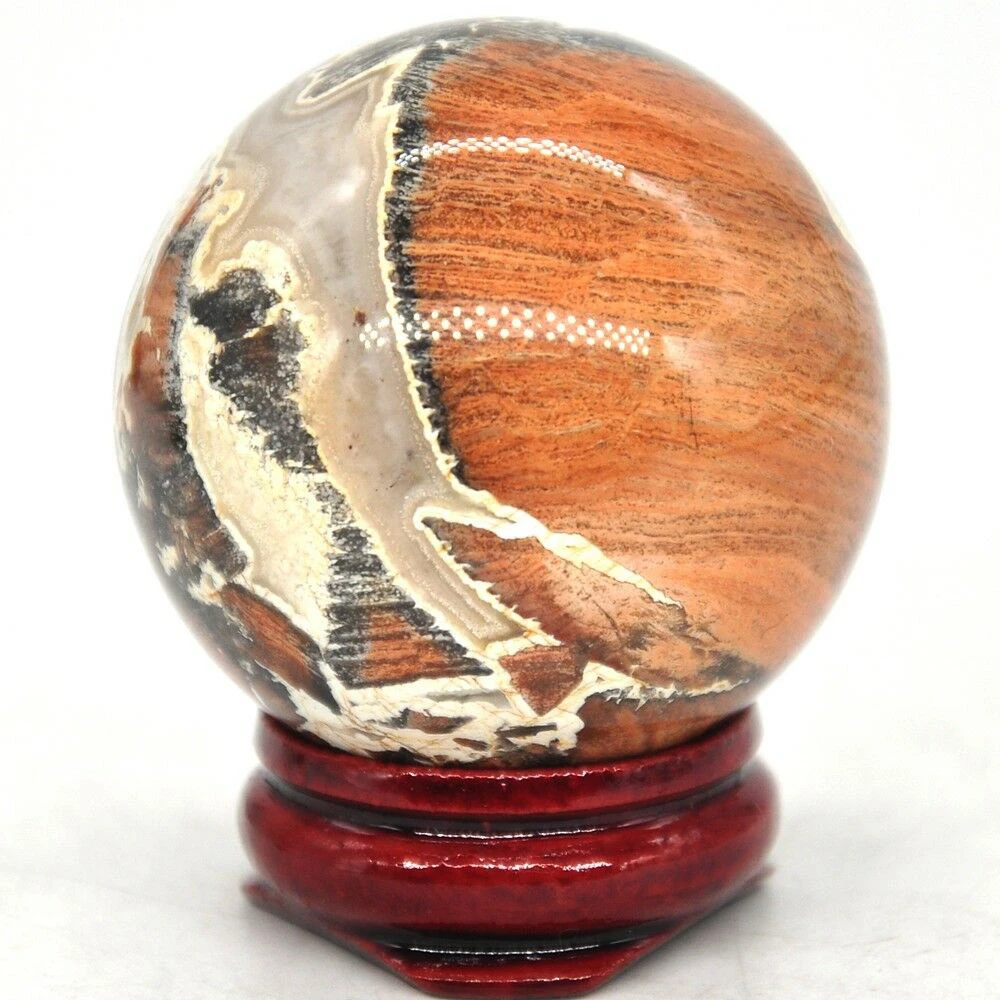 

40mm Red Silver Leaf Jasper Quartz Crystal Shpere Healing Stone Natural Reiki Gemstone Massage Ball Trinket Decoration