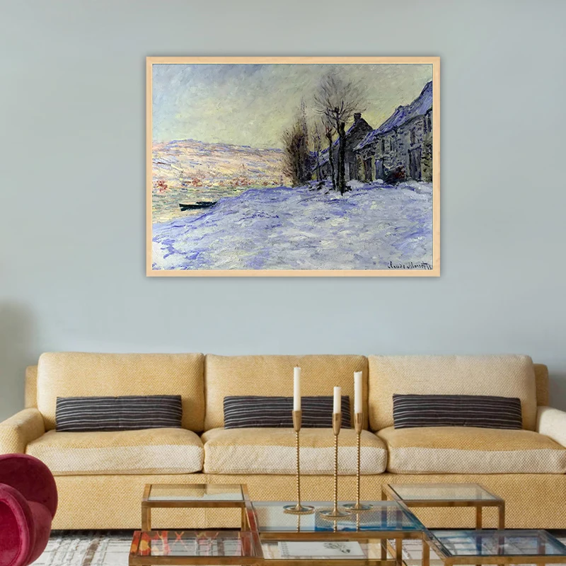 

diy painting by numbers Claude Monet Lavacourt under Snow impressionism Landscape Decoration Paint Handdrawn deco