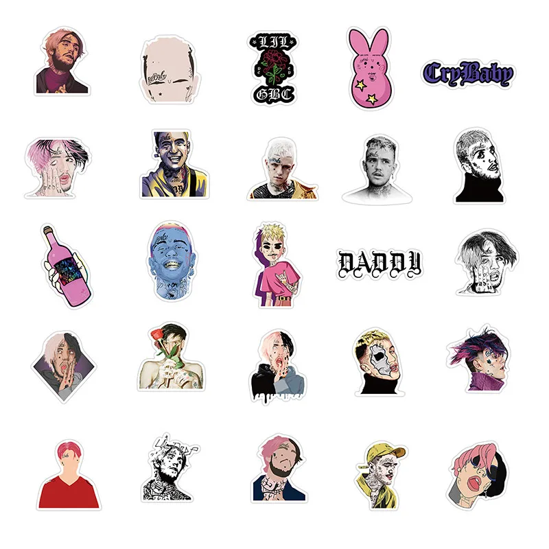 Pegatina de dibujos animados de la cantante de Rap americano Lil Peep para  funda de teléfono para niños, Laptop, equipaje, monopatín, Maleta,  calcomanías, 10/30/50 Uds./Set - AliExpress