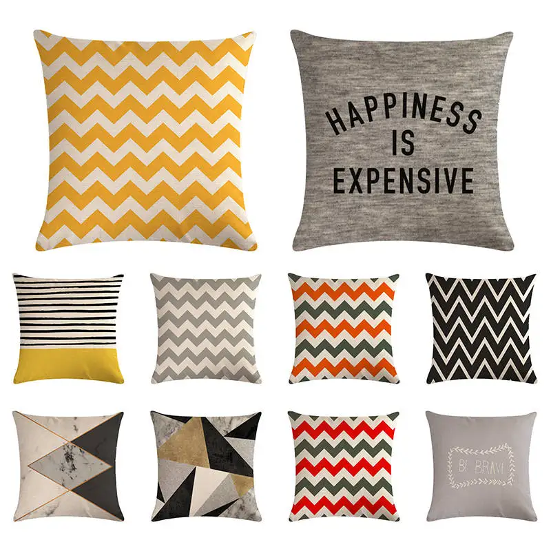 Nordic Cushion Decorative Pillows Grey Yellow Geometric Wave Cushions Covers Home Throw Pillow Case Pillowcase for Sofa 1475 | Дом и сад