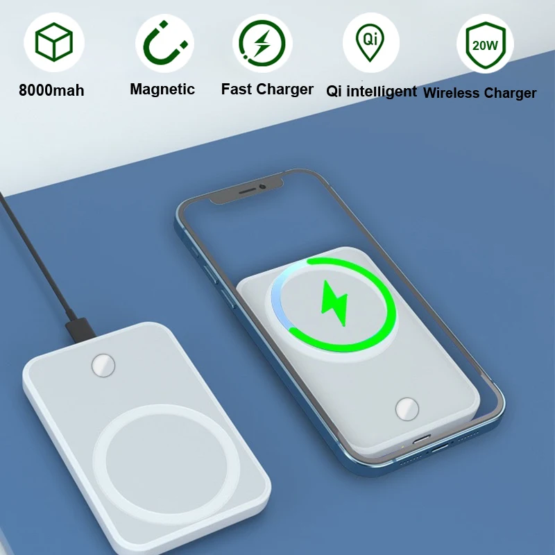 For Mini Qi Fast Charger Powerbank External Auxiliary Battery Iphone 13 12 Portable Magnetic Wireless Power Bank | Мобильные