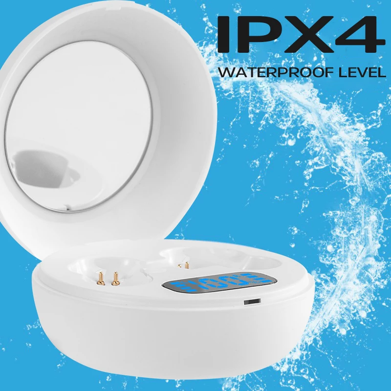 BASIKE TWS Wireless Bluetooth Earphone With Mic HIFI Sports Running Waterproof Headsets With Makeup Mirror Stereo Headphones