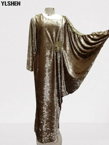 Velvet African Long Maxi Dresses for Women Evening Party Dress Christmas Dashiki Africa Clothes Plus Size Casual Muslim Robe 12