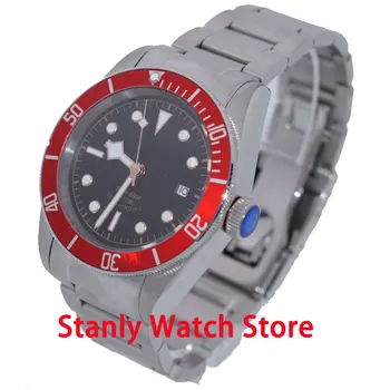 

Sapphire Glass Corgeut 41mm Black Sterile Dial Red Bezel Luminous Marks Miyota 8215 Automatic Movement Men's Watch